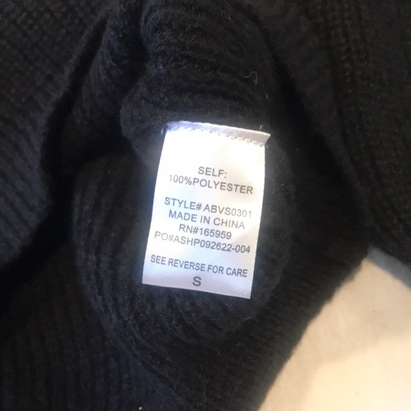 Soft Sweater Black Ribbed White Faux Pearls Cold Shoulder Aiblee S - Picture 12 of 14